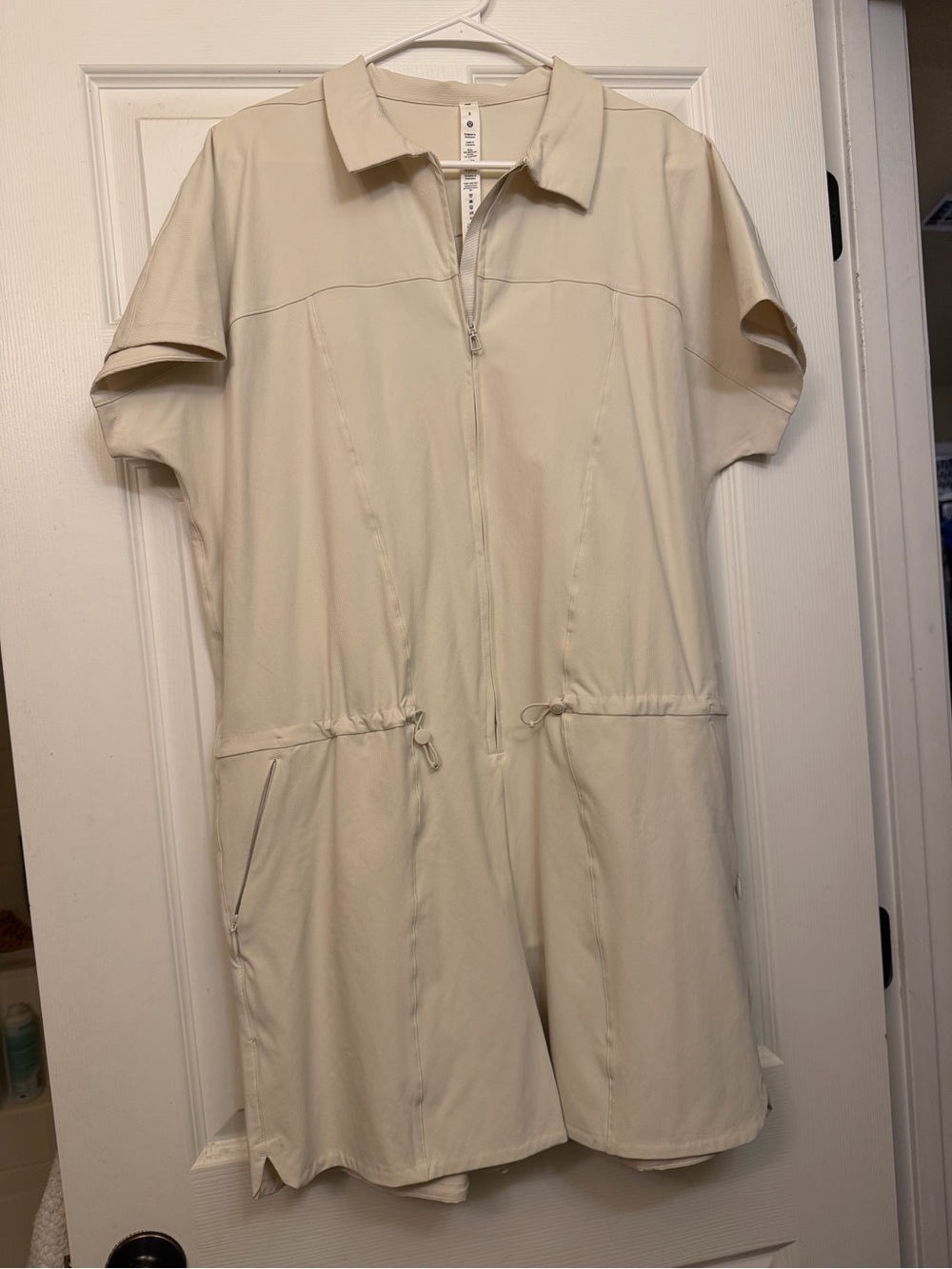 lululemon athletica Cream Half-Zip Polo Romper